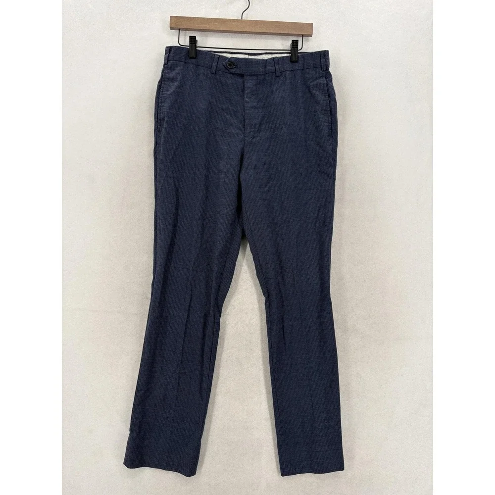 Brooks Brothers Regent Fit Dress Pants Mens 34x32 Blue Wool Stretch Check Tweed